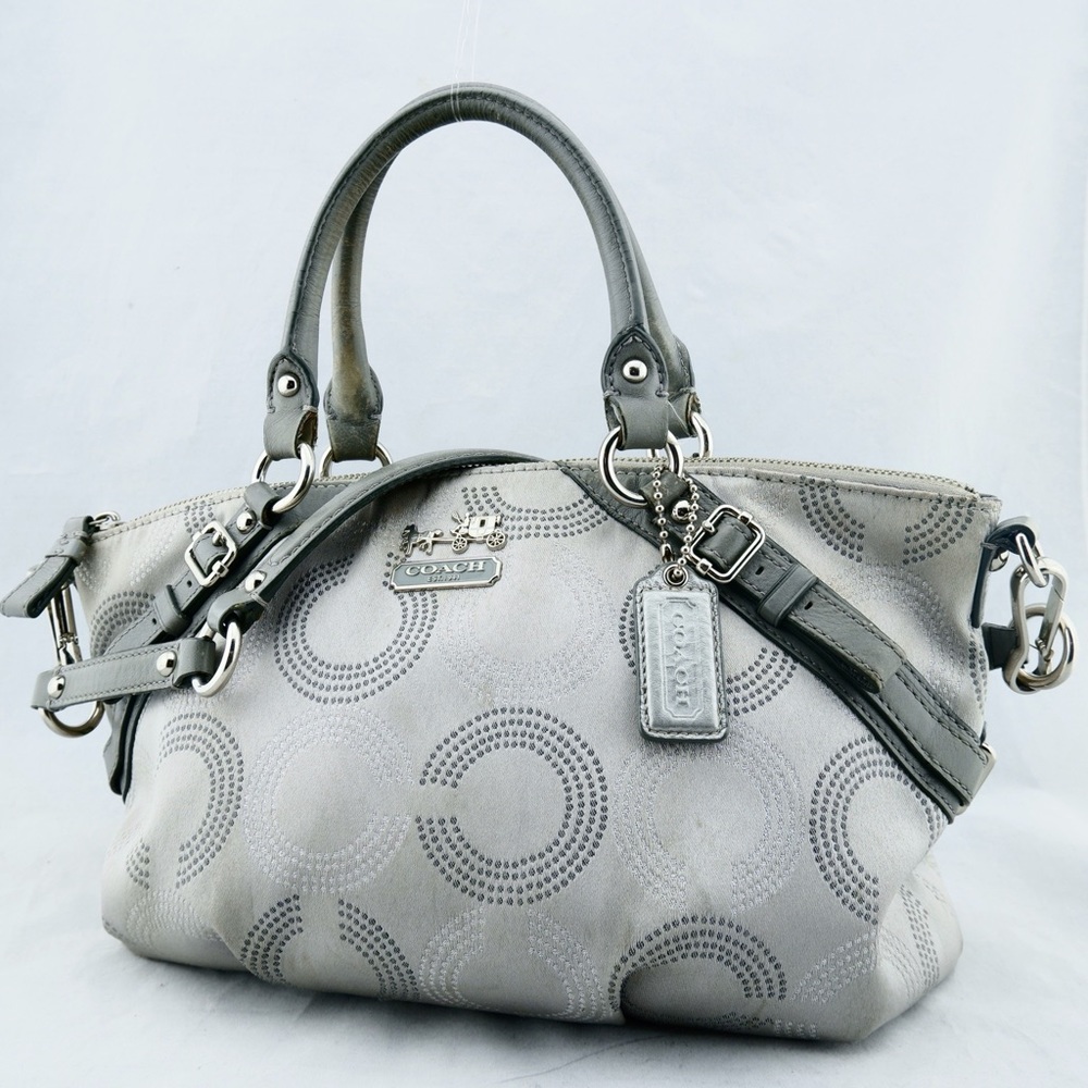 COACH Madison Dotted Op Art Sophia Silver satchel